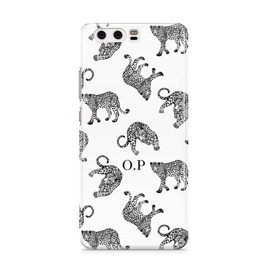 Monochrome Leopard Print Personalised Huawei P10 Phone Case