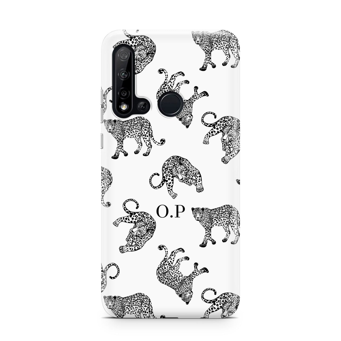 Monochrome Leopard Print Personalised Huawei P20 Lite 5G Phone Case