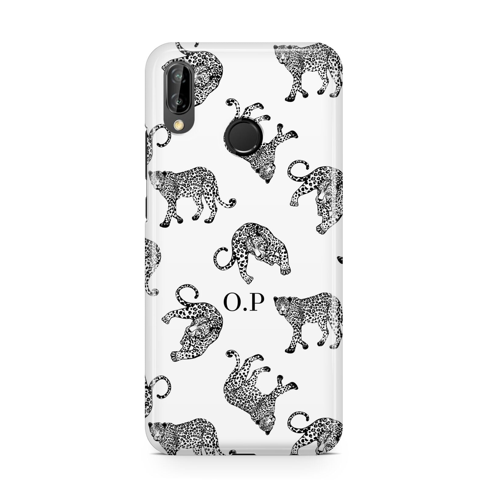 Monochrome Leopard Print Personalised Huawei P20 Lite Phone Case