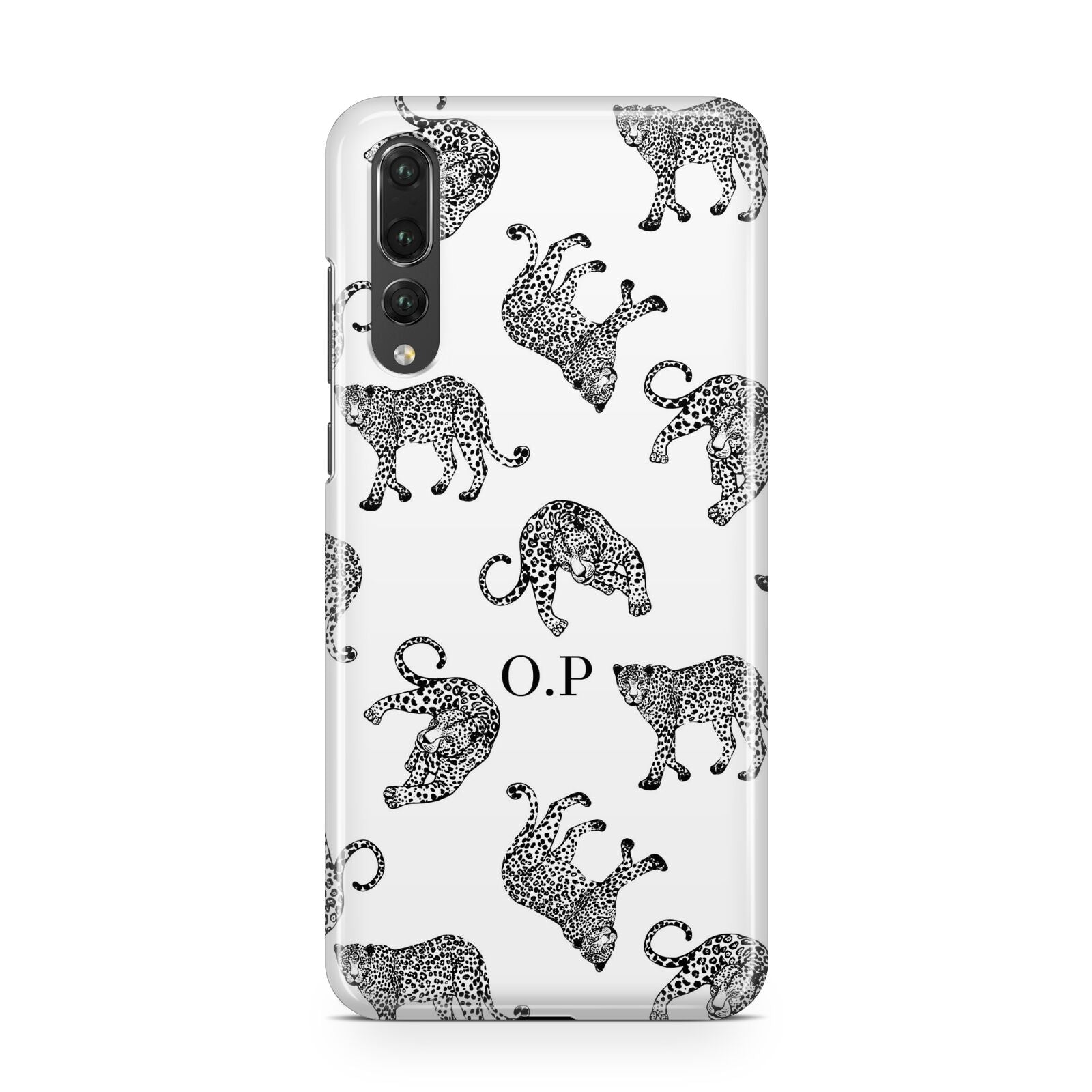 Monochrome Leopard Print Personalised Huawei P20 Pro Phone Case