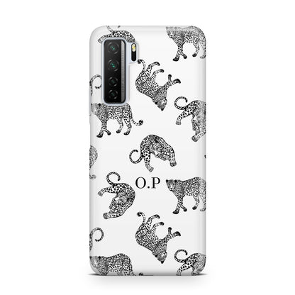 Monochrome Leopard Print Personalised Huawei P40 Lite 5G Phone Case