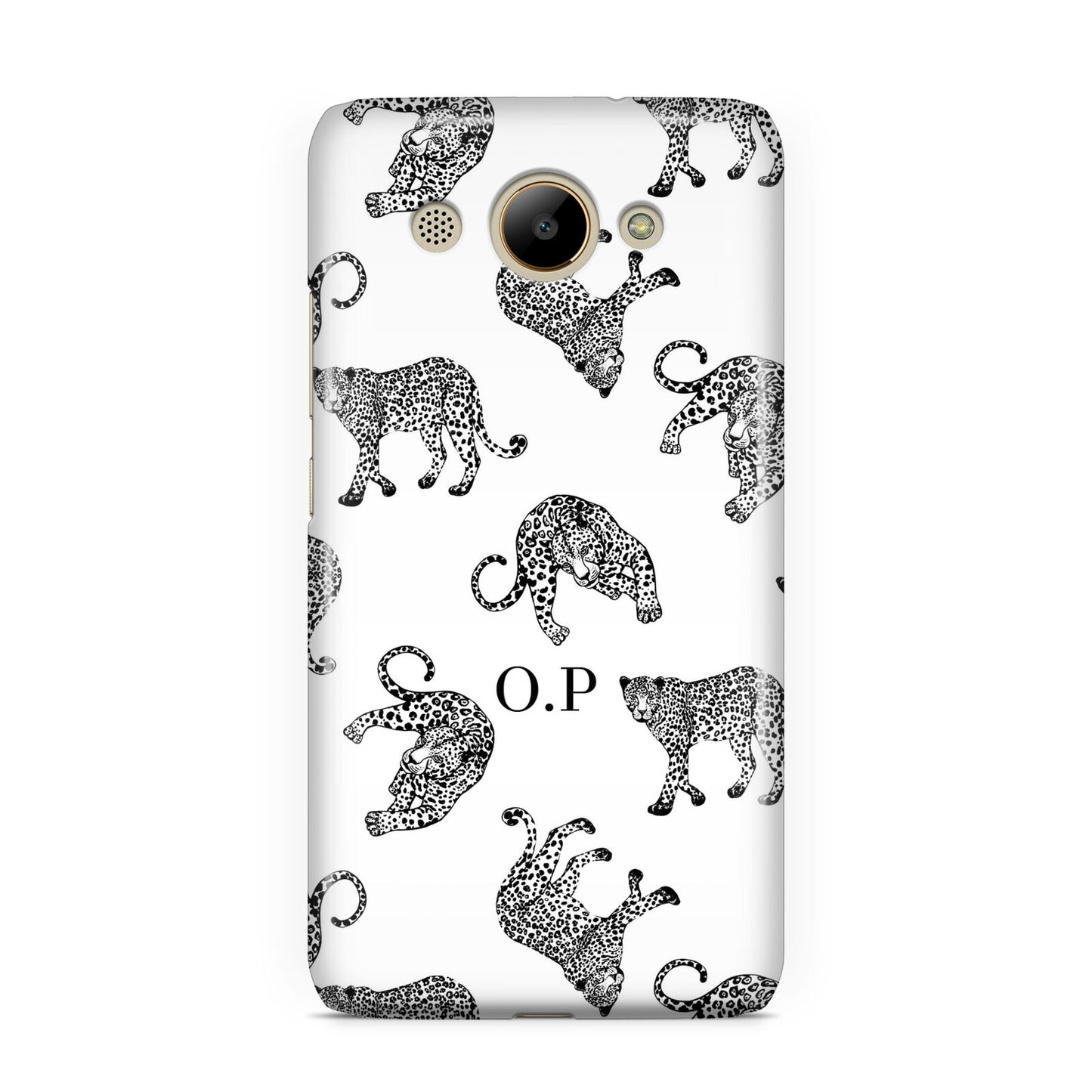 Monochrome Leopard Print Personalised Huawei Y3 2017