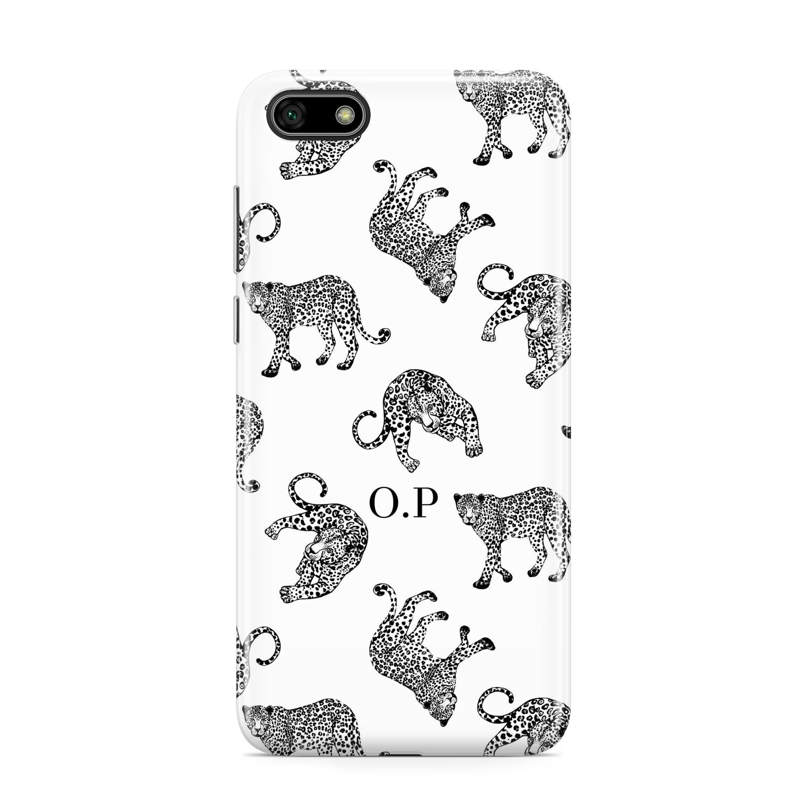 Monochrome Leopard Print Personalised Huawei Y5 Prime 2018 Phone Case