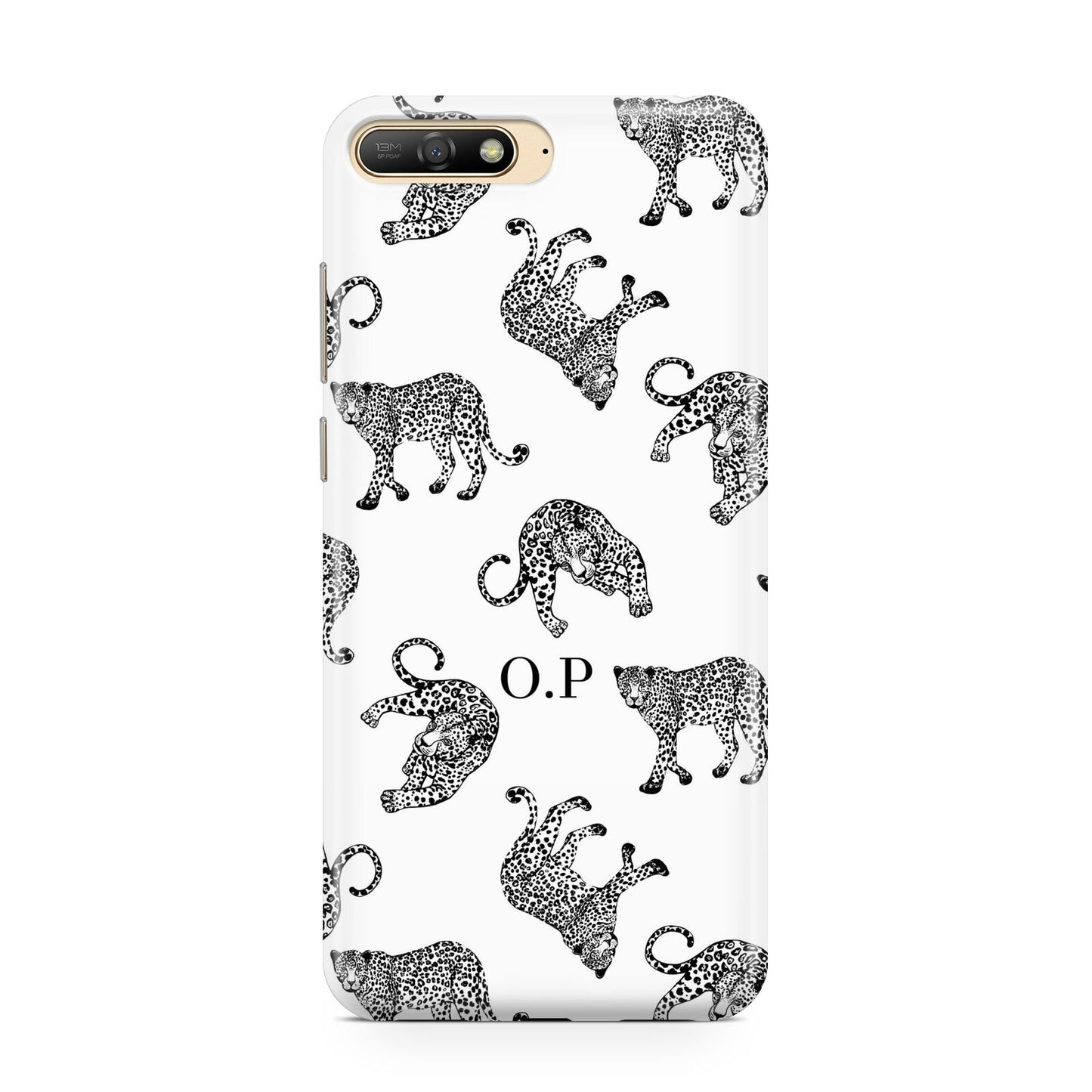 Monochrome Leopard Print Personalised Huawei Y6 2018