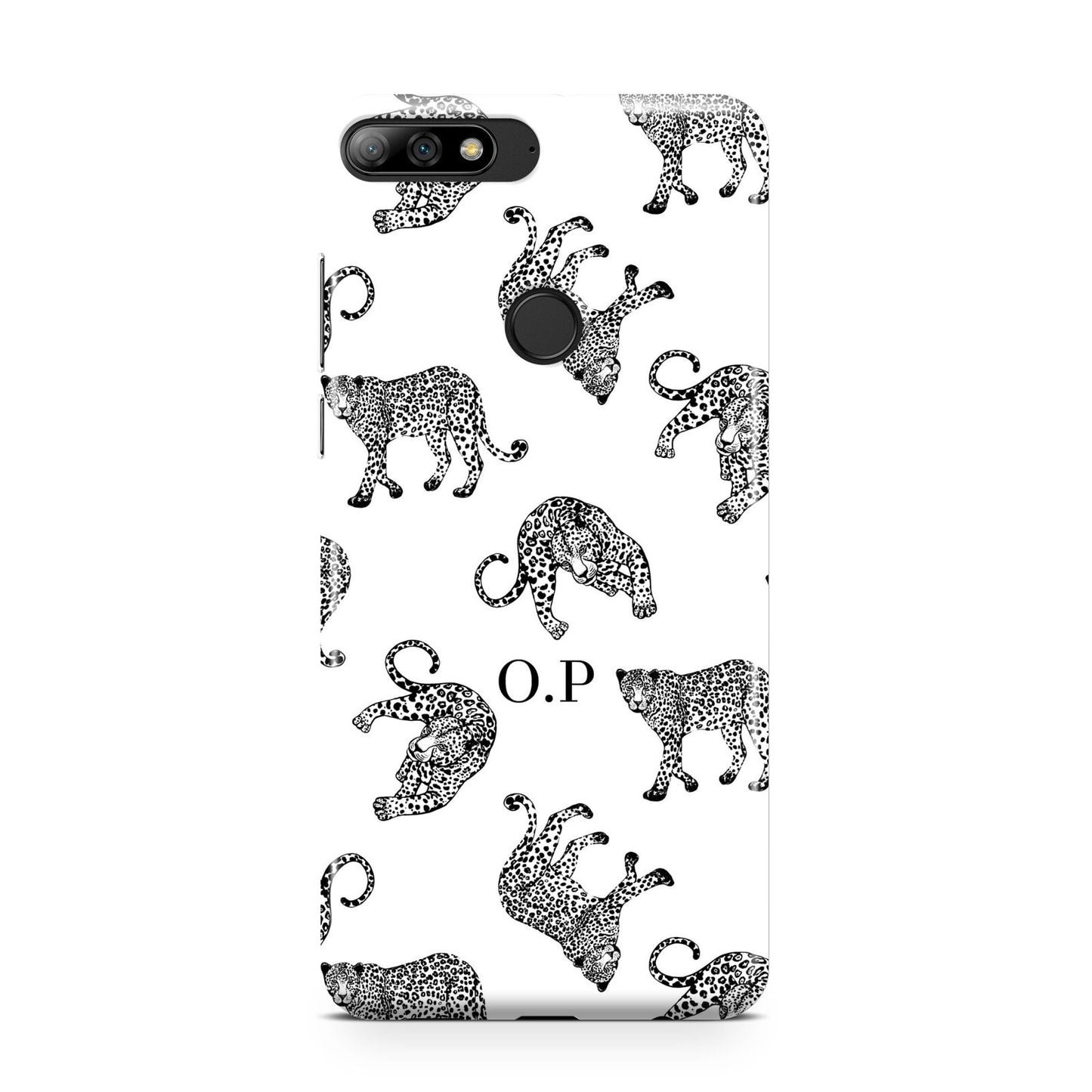 Monochrome Leopard Print Personalised Huawei Y7 2018