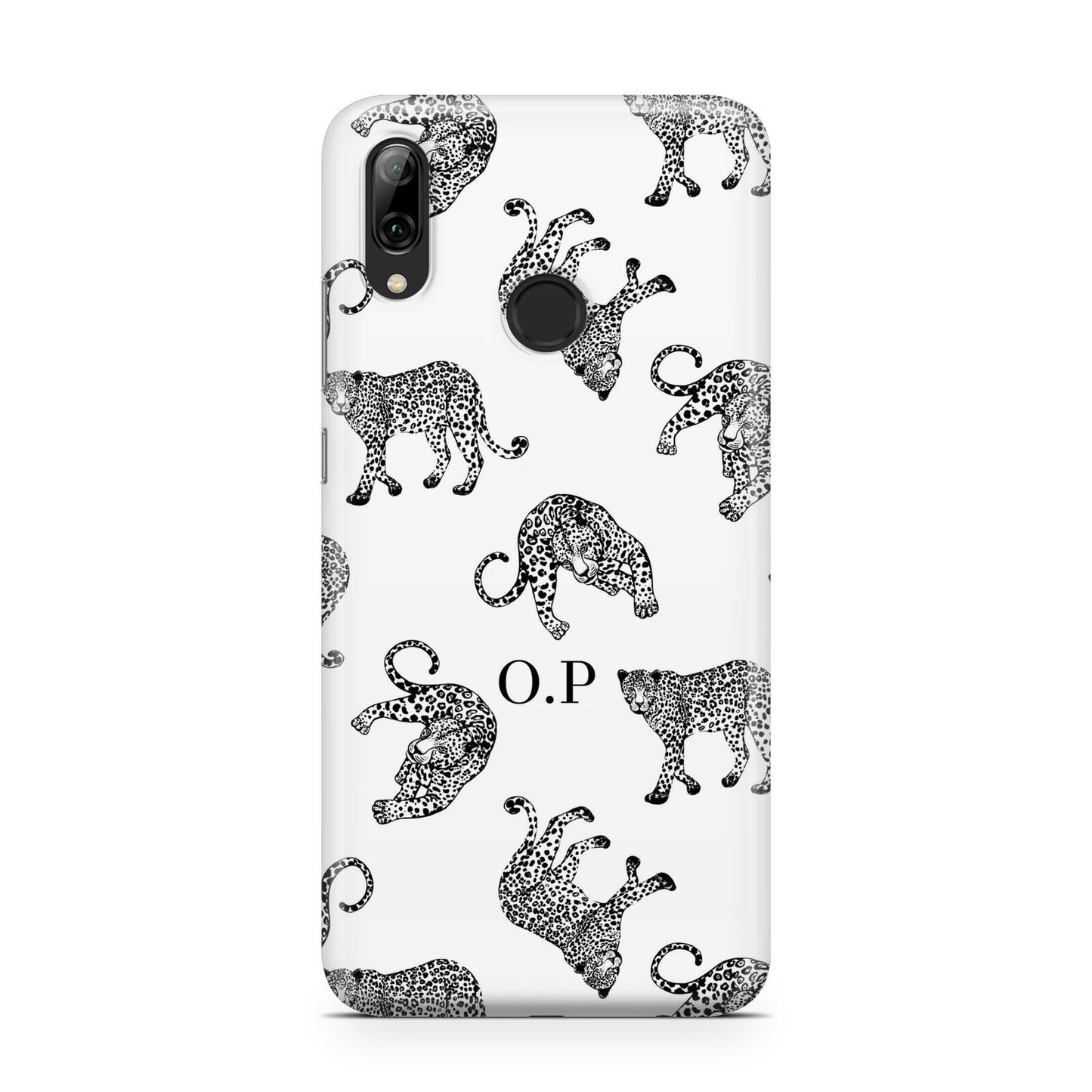 Monochrome Leopard Print Personalised Huawei Y7 2019