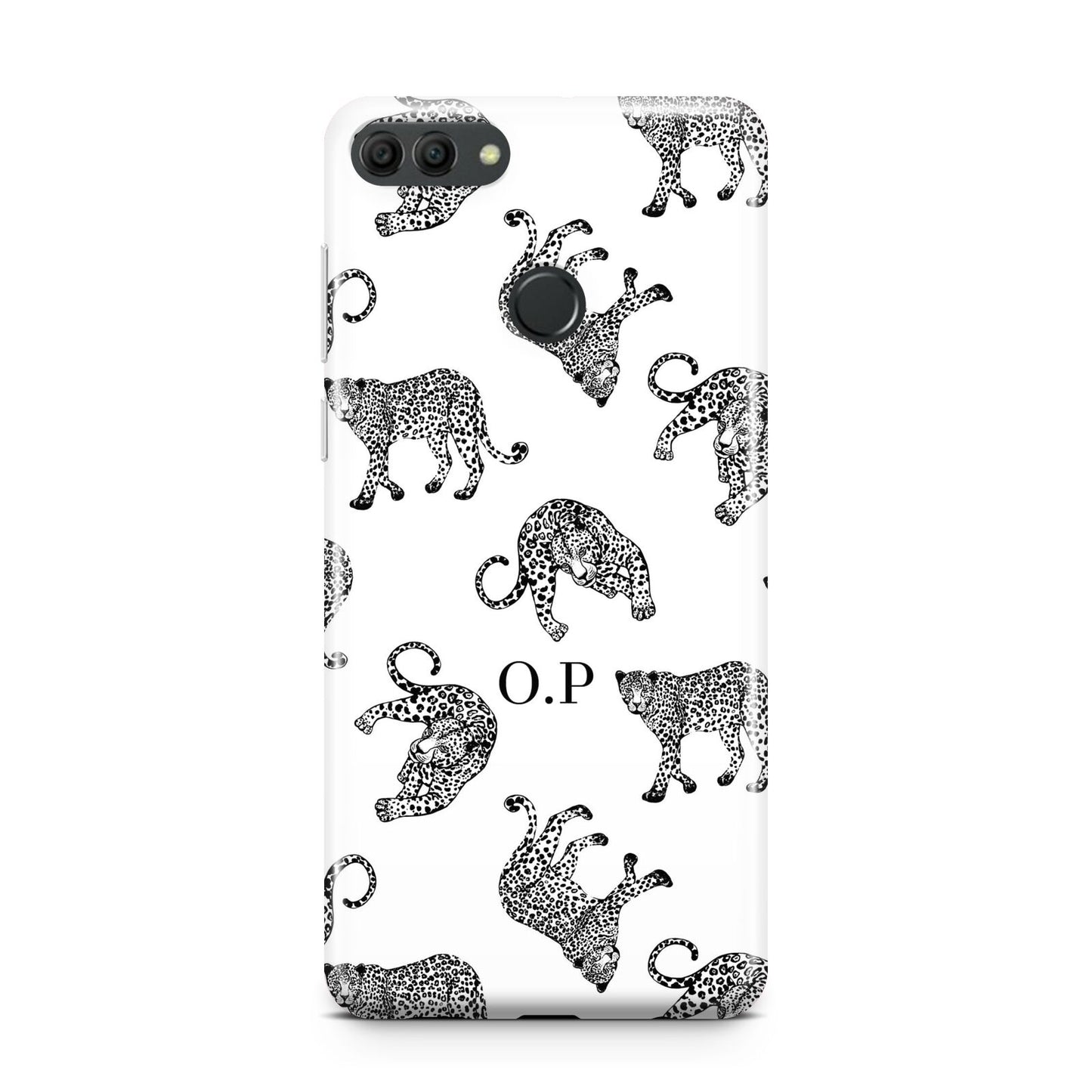 Monochrome Leopard Print Personalised Huawei Y9 2018