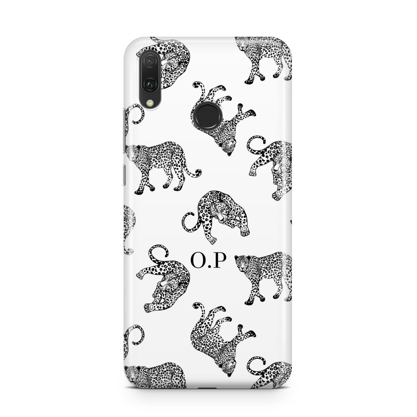 Monochrome Leopard Print Personalised Huawei Y9 2019