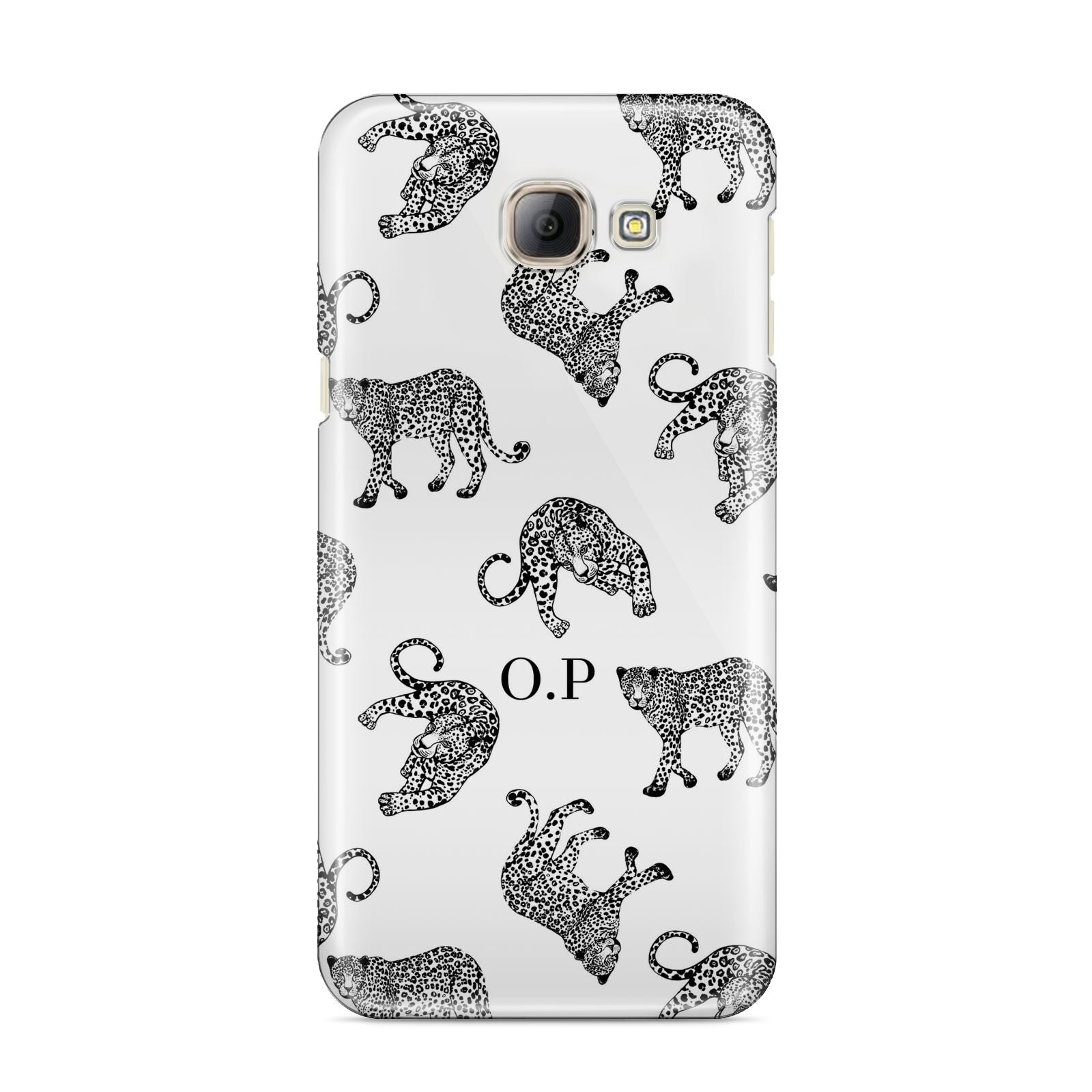 Monochrome Leopard Print Personalised Samsung Galaxy A8 2016 Case