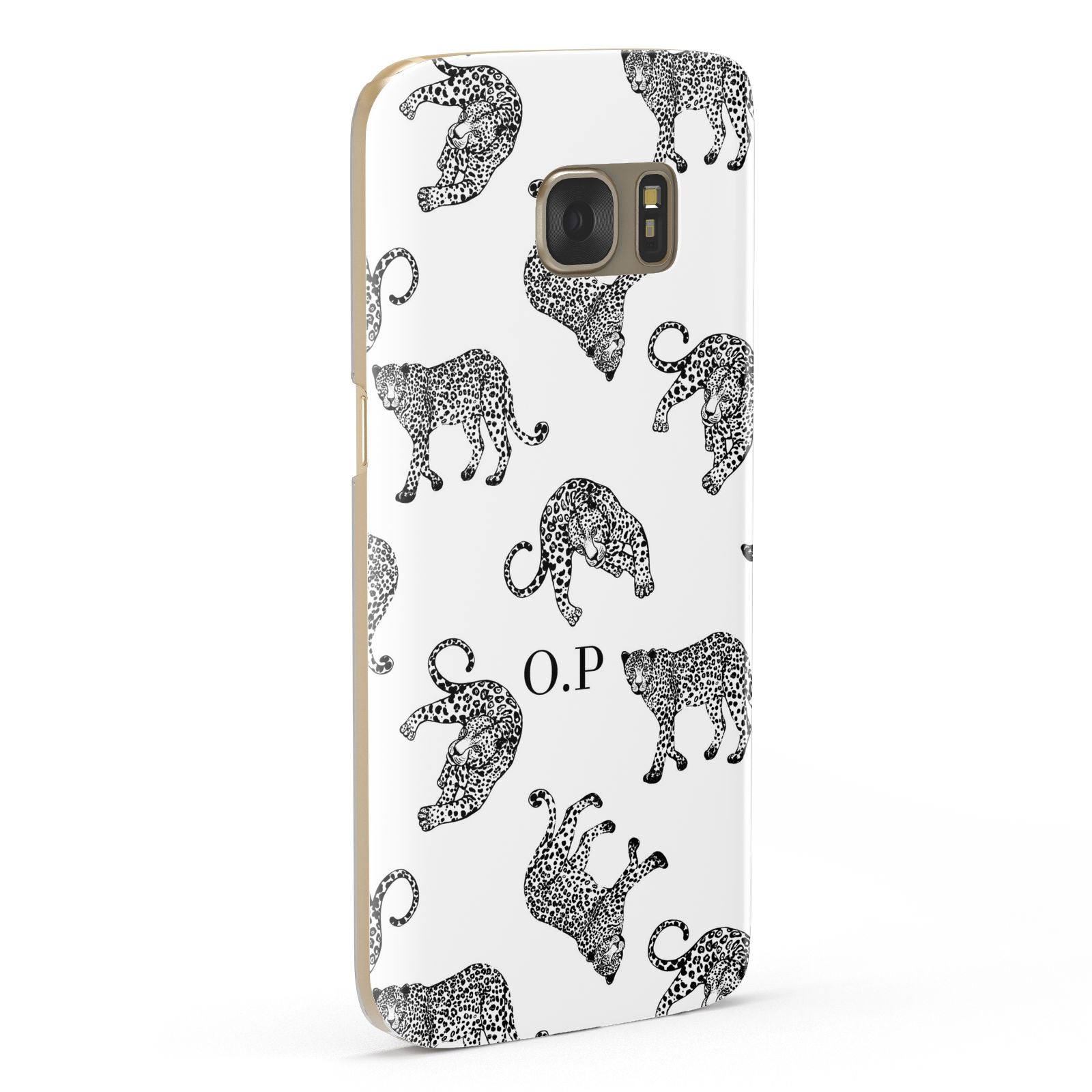 Monochrome Leopard Print Personalised Samsung Galaxy Case Fourty Five Degrees