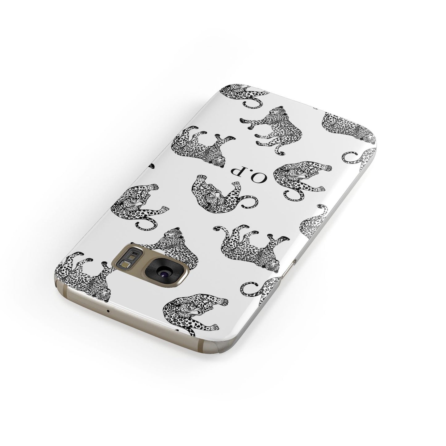 Monochrome Leopard Print Personalised Samsung Galaxy Case Front Close Up