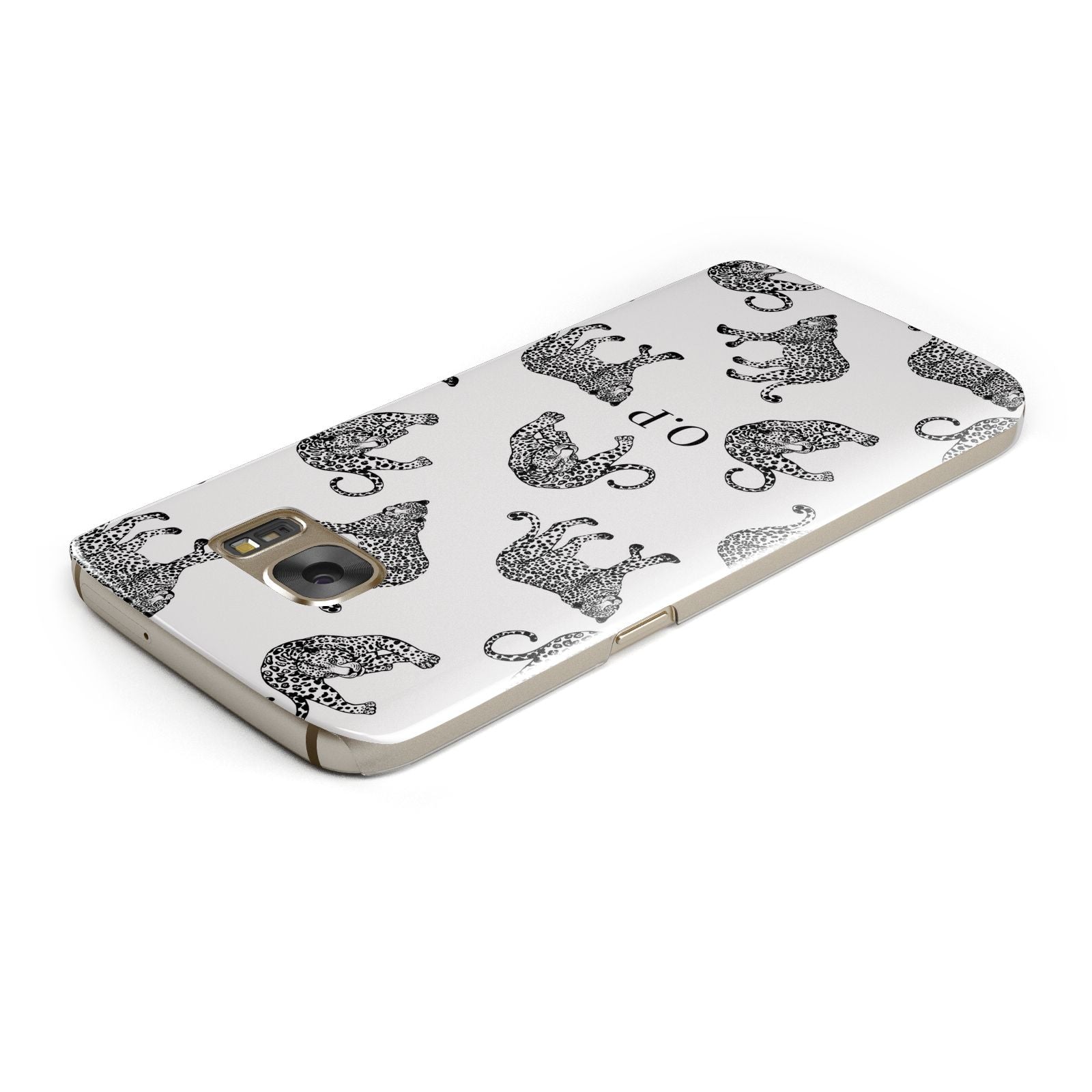 Monochrome Leopard Print Personalised Samsung Galaxy Case Top Cutout