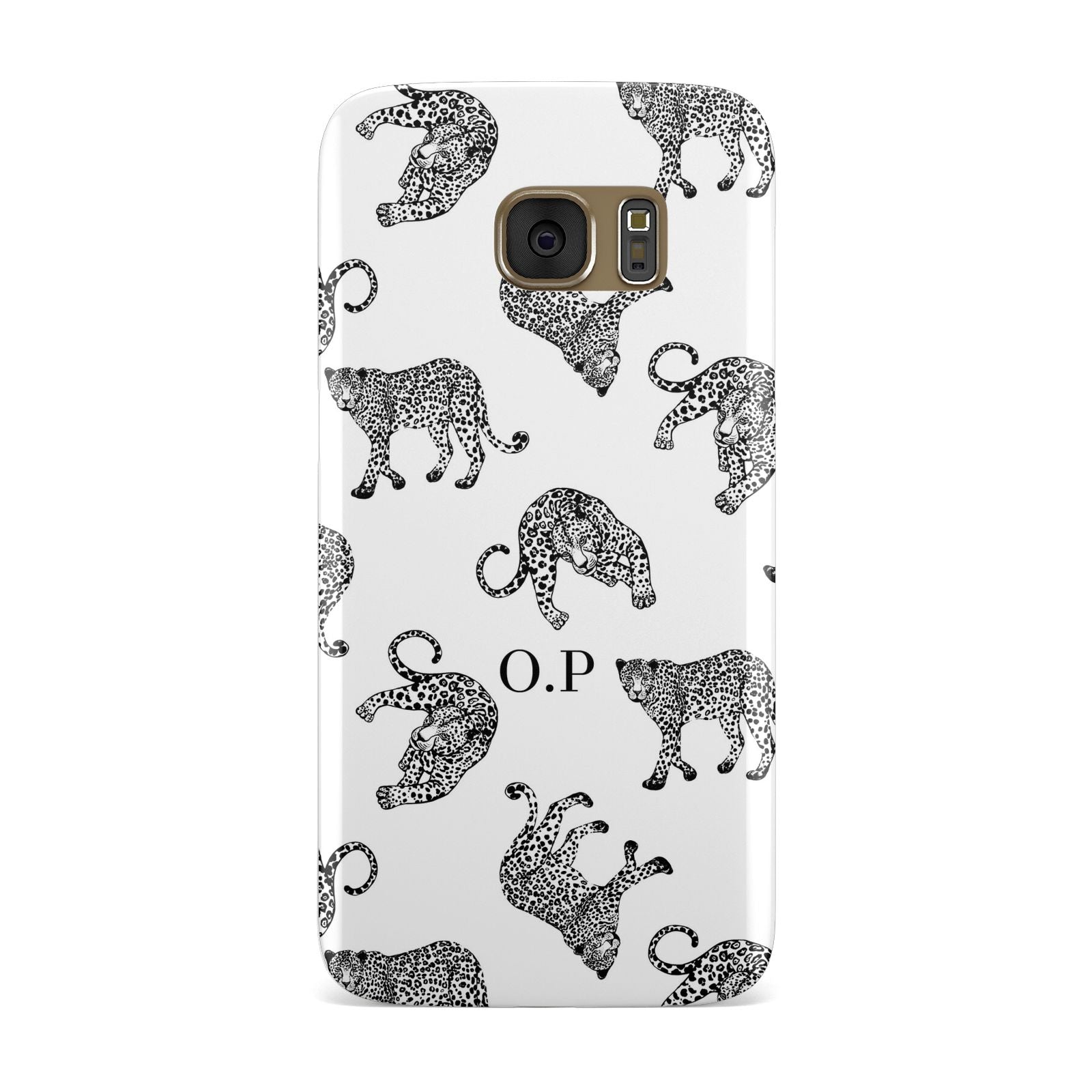 Monochrome Leopard Print Personalised Samsung Galaxy Case