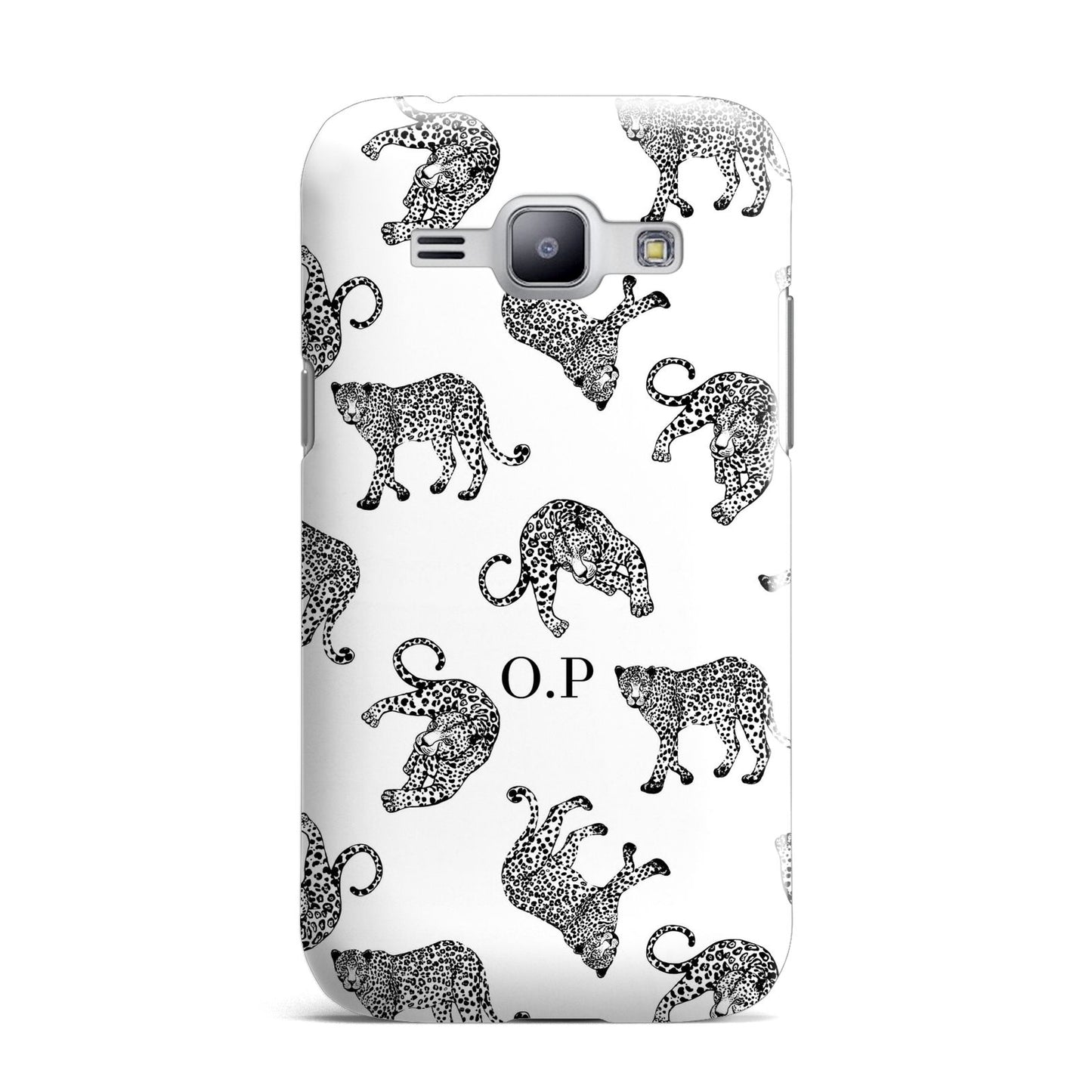 Monochrome Leopard Print Personalised Samsung Galaxy J1 2015 Case