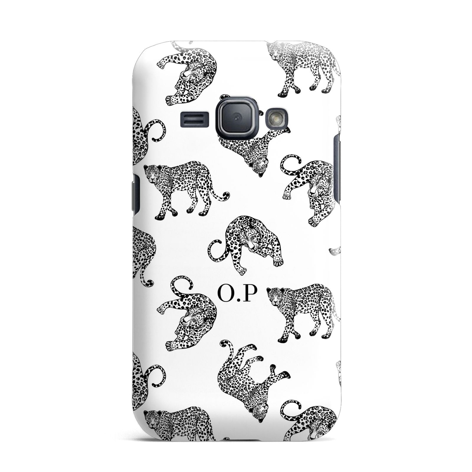 Monochrome Leopard Print Personalised Samsung Galaxy J1 2016 Case