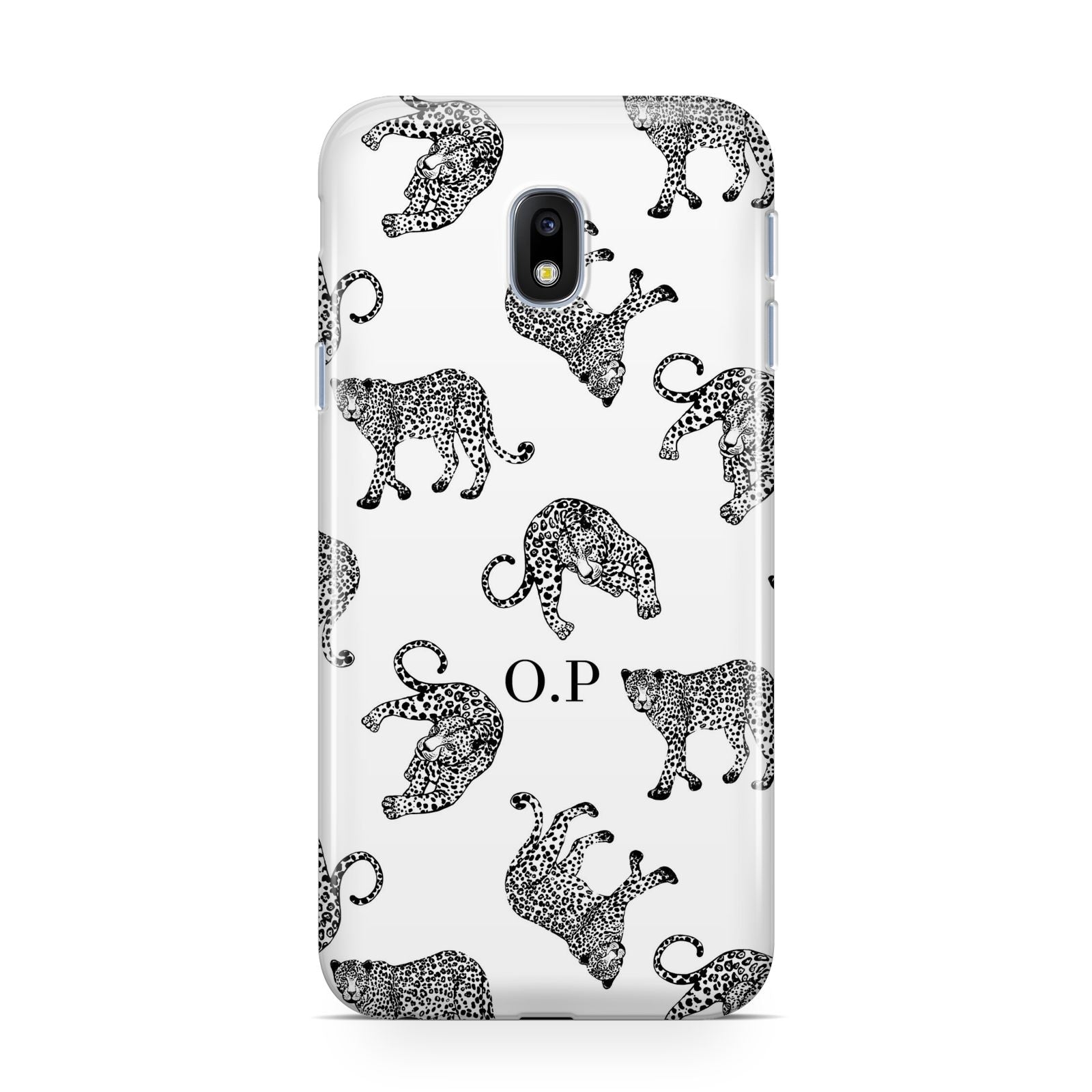 Monochrome Leopard Print Personalised Samsung Galaxy J3 2017 Case