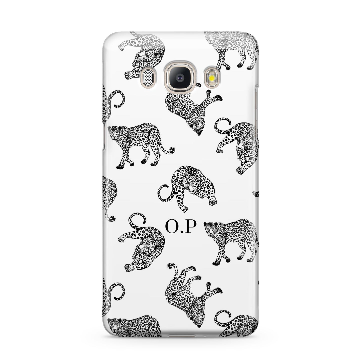 Monochrome Leopard Print Personalised Samsung Galaxy J5 2016 Case