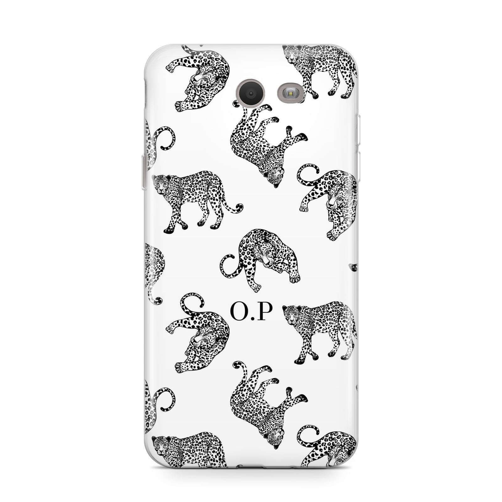 Monochrome Leopard Print Personalised Samsung Galaxy J7 2017 Case