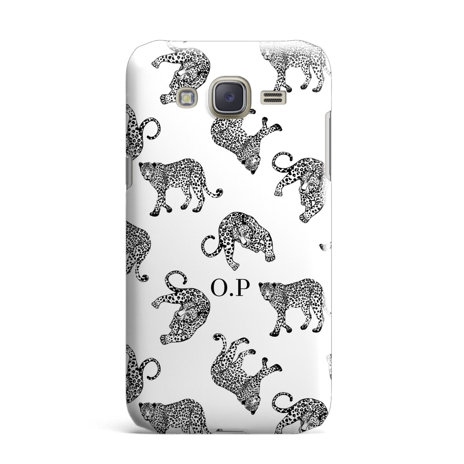 Monochrome Leopard Print Personalised Samsung Galaxy J7 Case