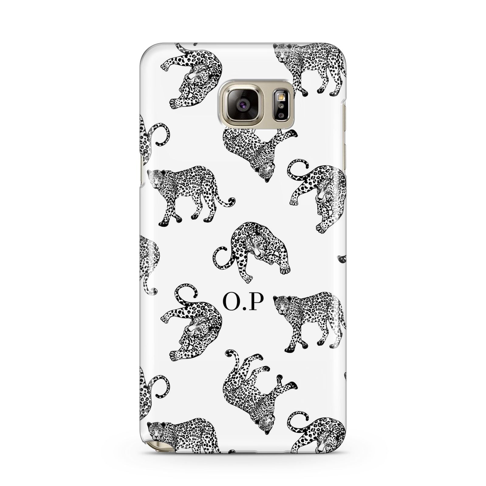 Monochrome Leopard Print Personalised Samsung Galaxy Note 5 Case