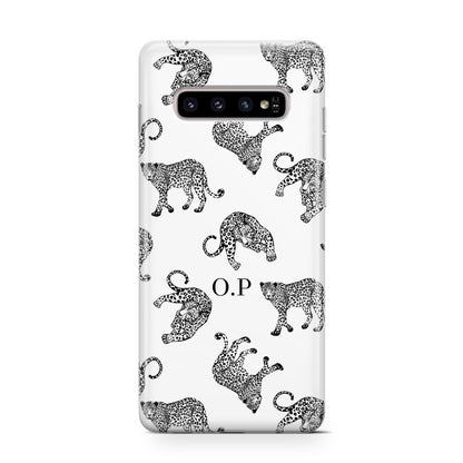 Monochrome Leopard Print Personalised Samsung Galaxy S10 Case