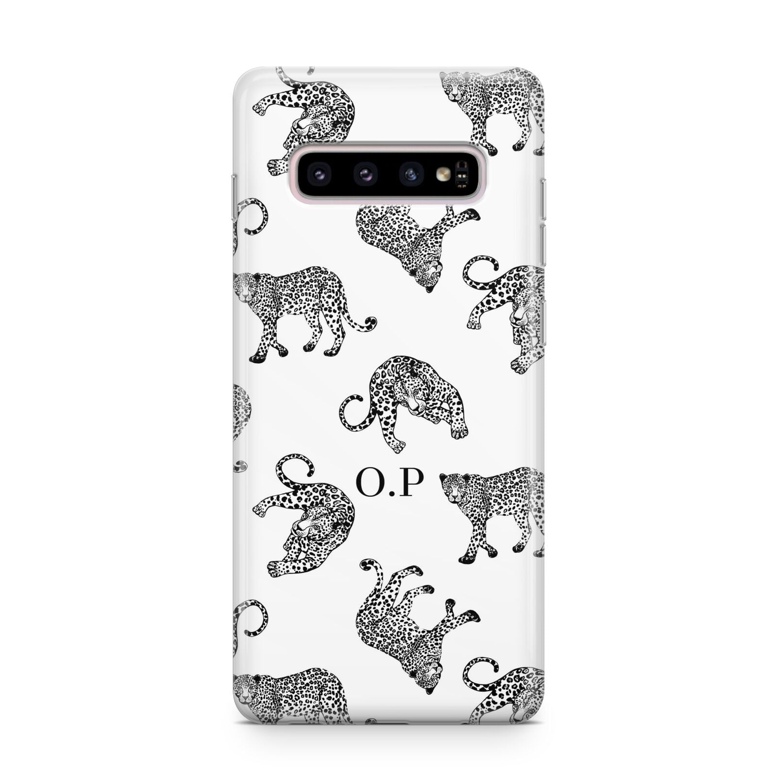 Monochrome Leopard Print Personalised Samsung Galaxy S10 Plus Case