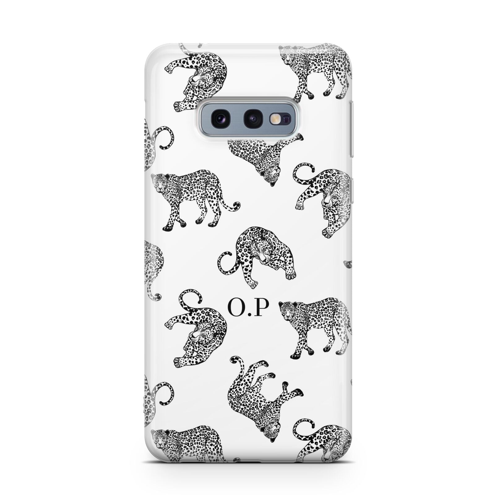 Monochrome Leopard Print Personalised Samsung Galaxy S10E Case