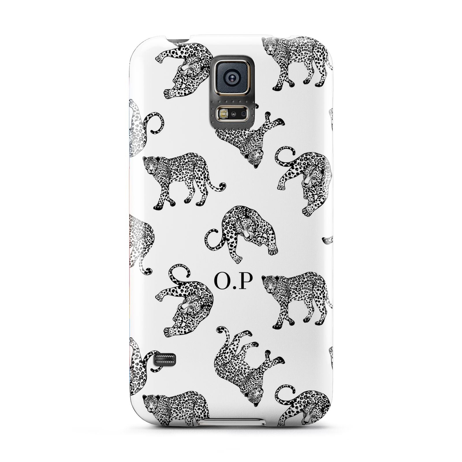 Monochrome Leopard Print Personalised Samsung Galaxy S5 Case