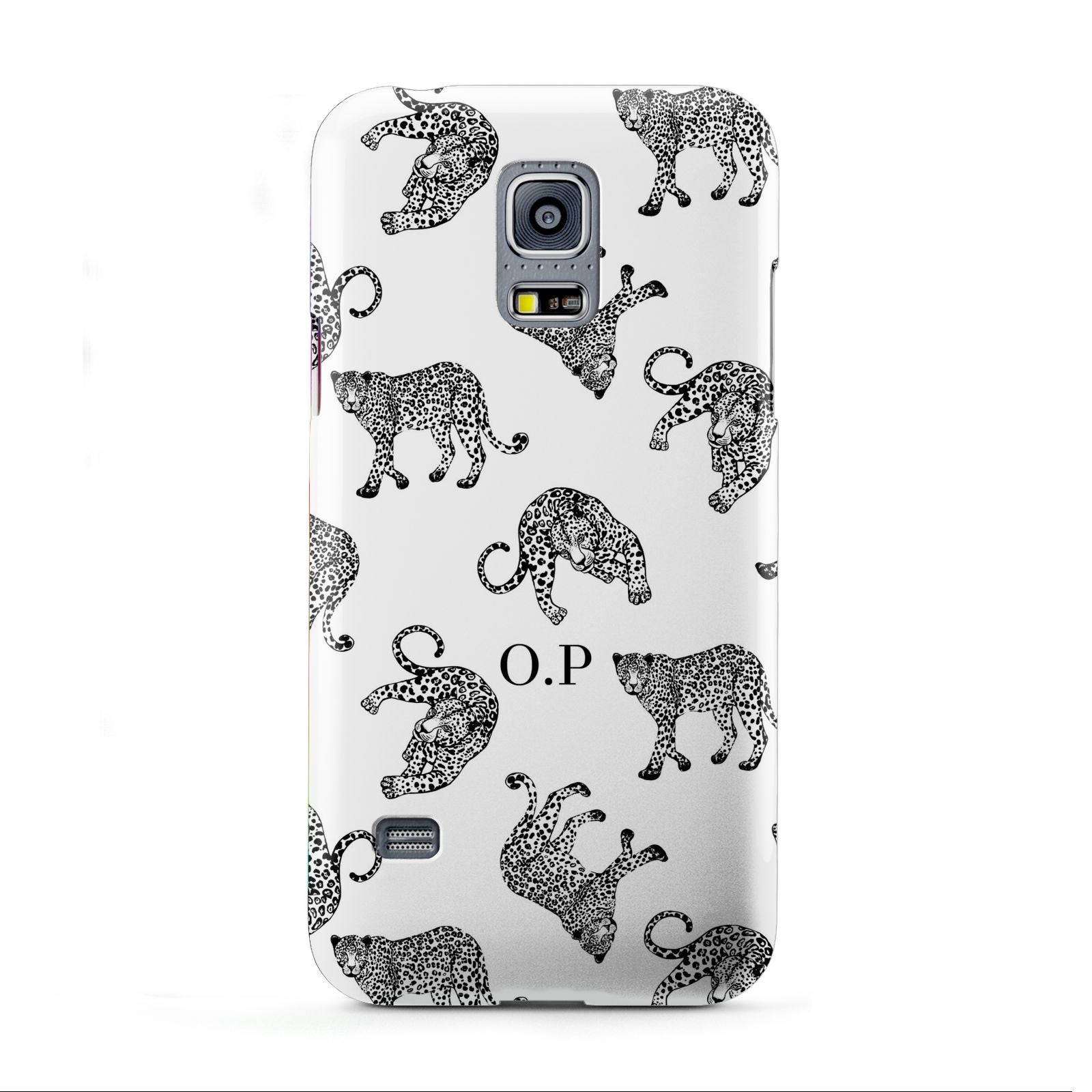 Monochrome Leopard Print Personalised Samsung Galaxy S5 Mini Case