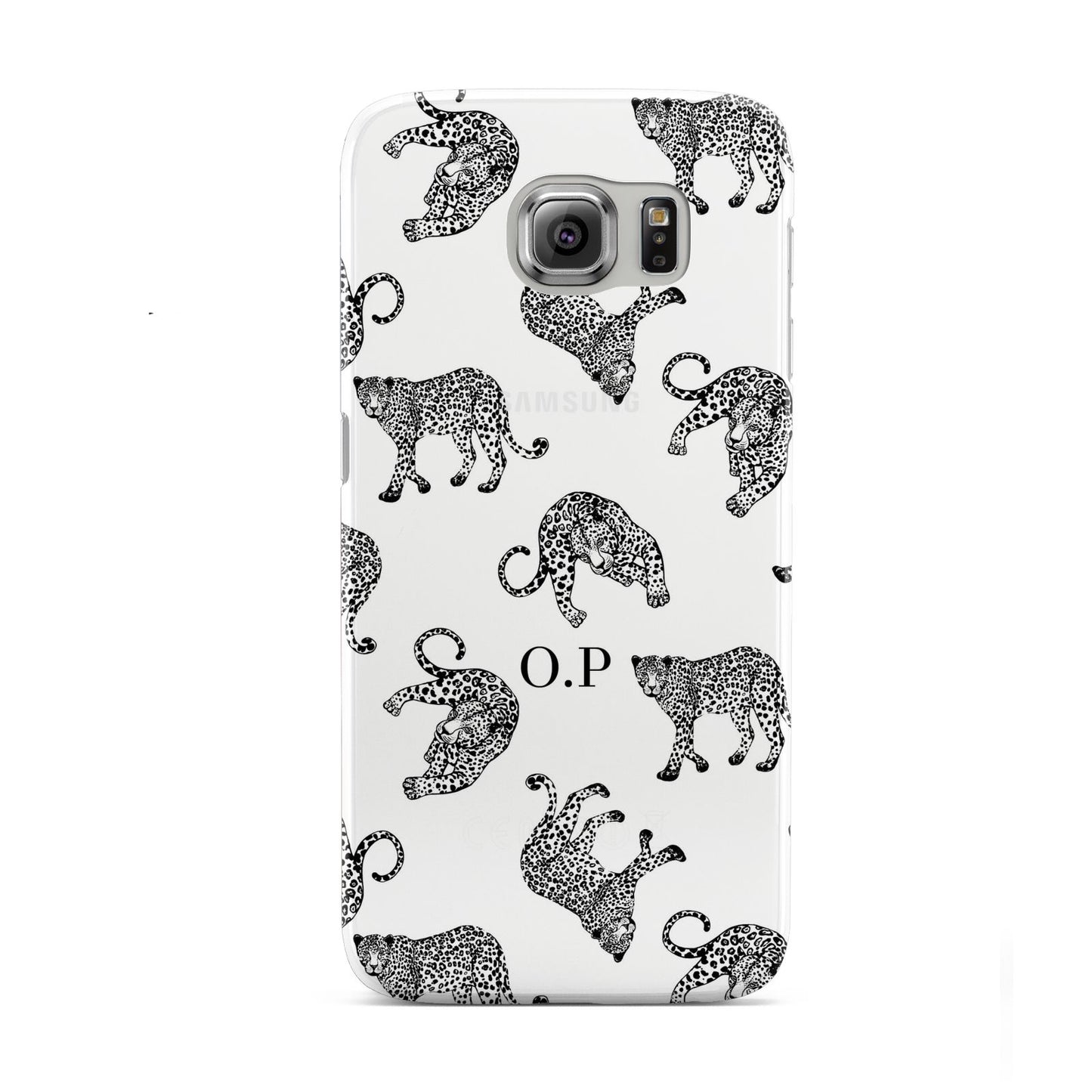 Monochrome Leopard Print Personalised Samsung Galaxy S6 Case