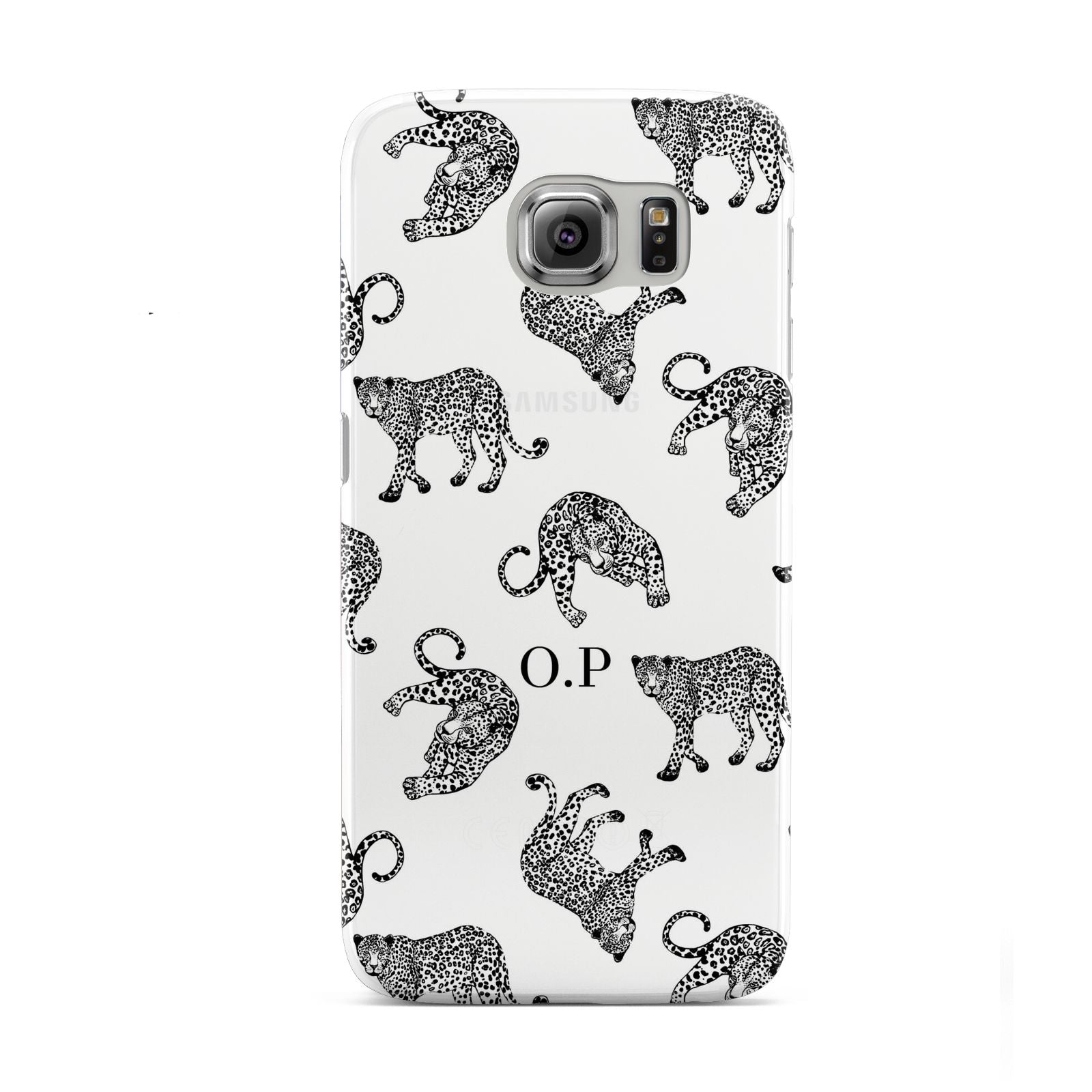 Monochrome Leopard Print Personalised Samsung Galaxy S6 Case