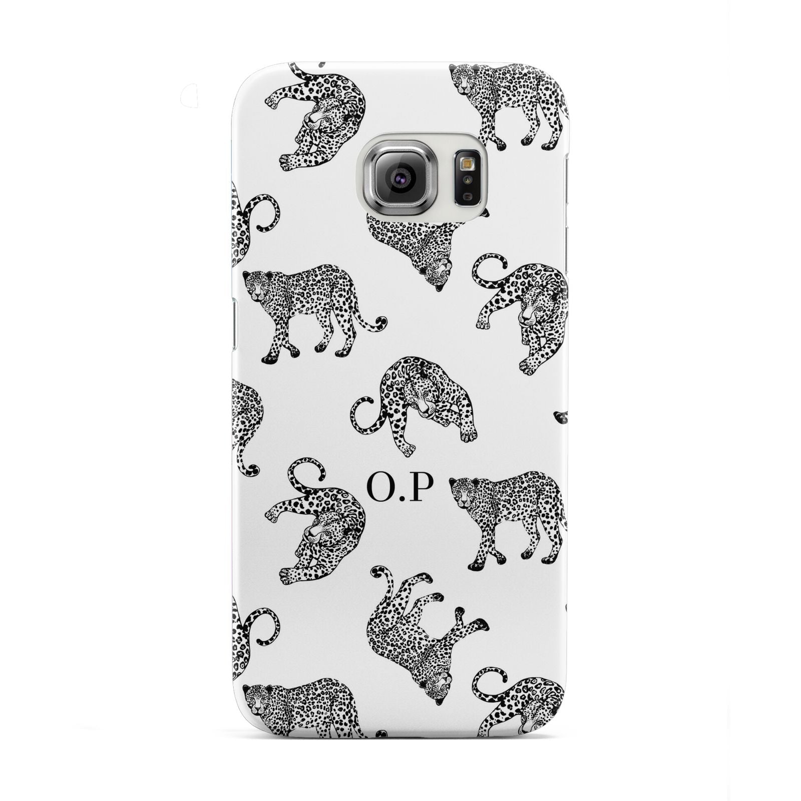 Monochrome Leopard Print Personalised Samsung Galaxy S6 Edge Case