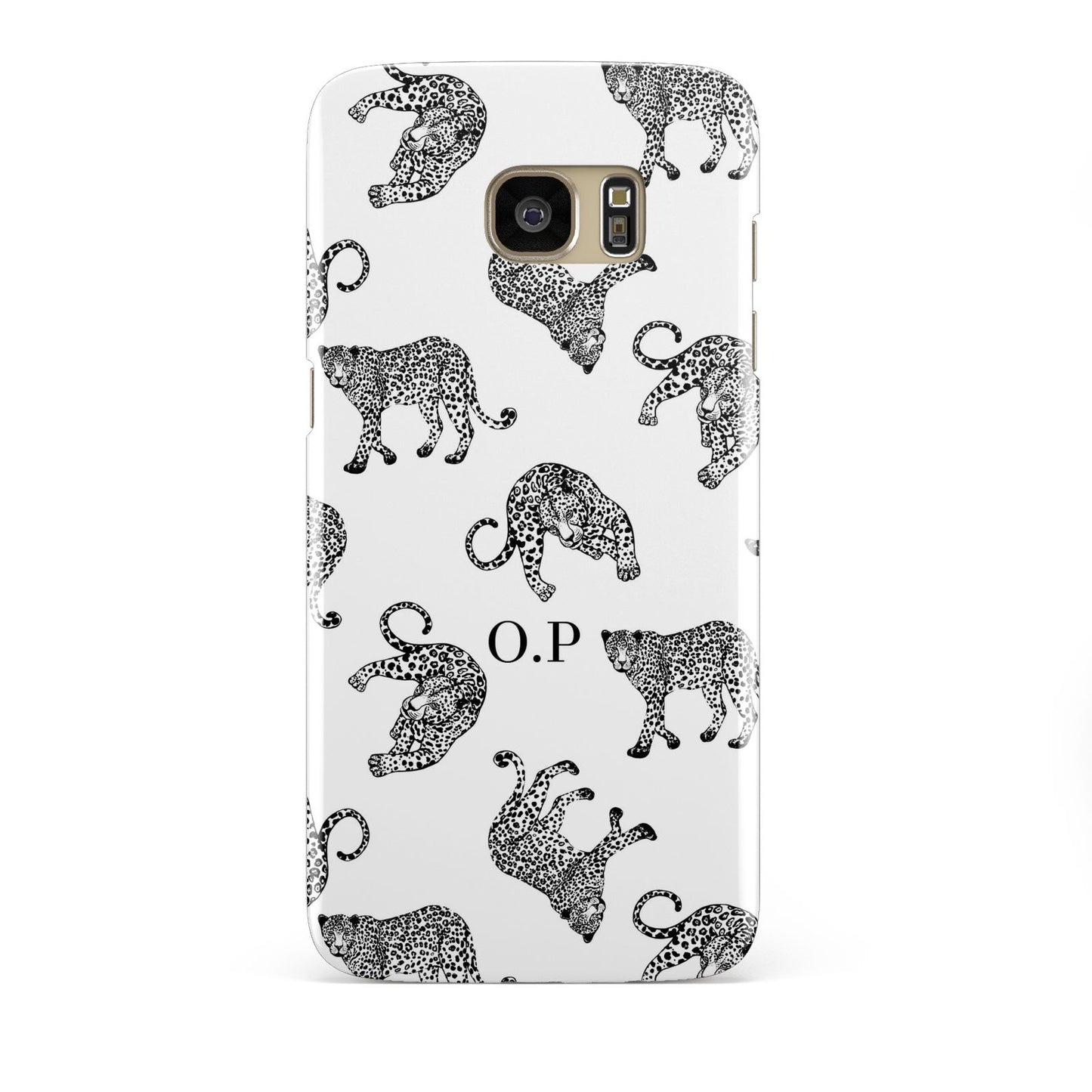 Monochrome Leopard Print Personalised Samsung Galaxy S7 Edge Case