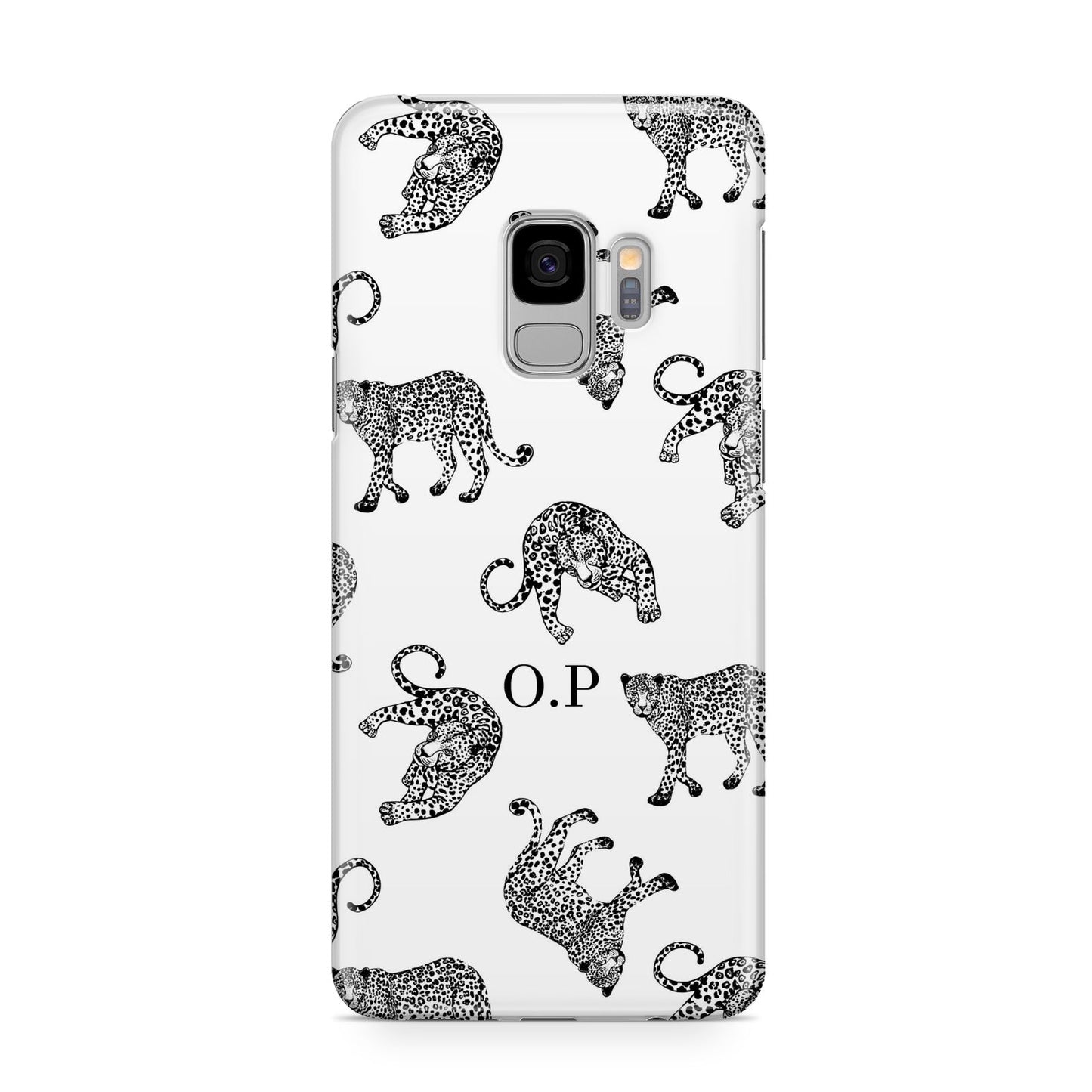 Monochrome Leopard Print Personalised Samsung Galaxy S9 Case