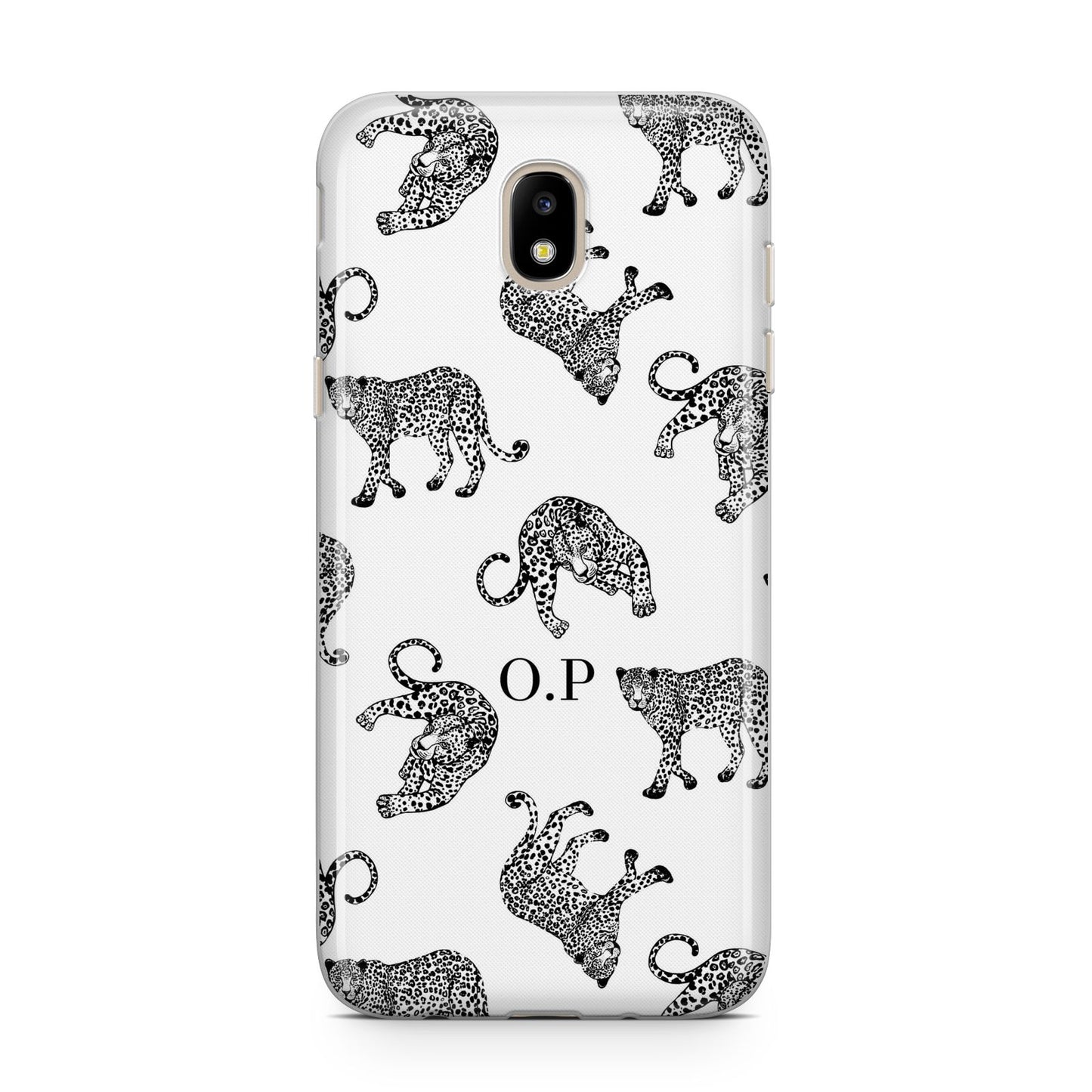 Monochrome Leopard Print Personalised Samsung J5 2017 Case