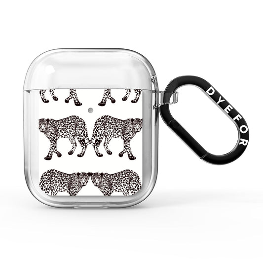 Monochrome Mirrored Leopard Print AirPods Clear Case