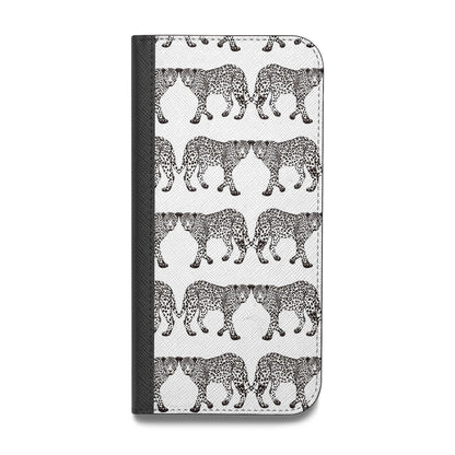 Monochrome Mirrored Leopard Print Vegan Leather Flip iPhone Case