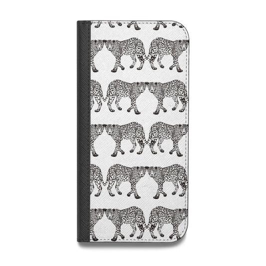 Monochrome Mirrored Leopard Print Vegan Leather Flip iPhone Case