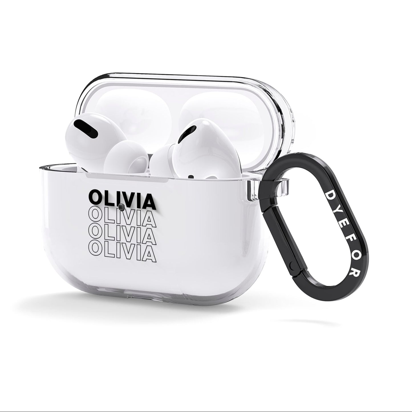 Monochrome Name Stack AirPods Clear Case 3rd Gen Side Image