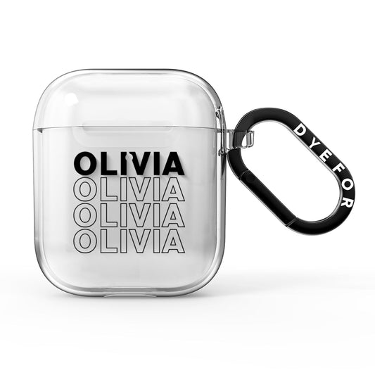 Monochrome Name Stack AirPods Clear Case