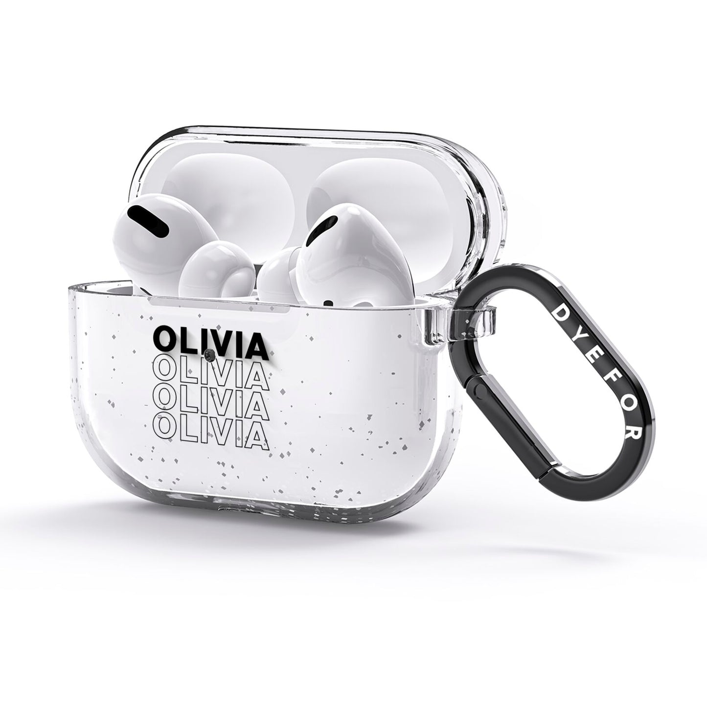 Monochrome Name Stack AirPods Glitter Case 3rd Gen Side Image