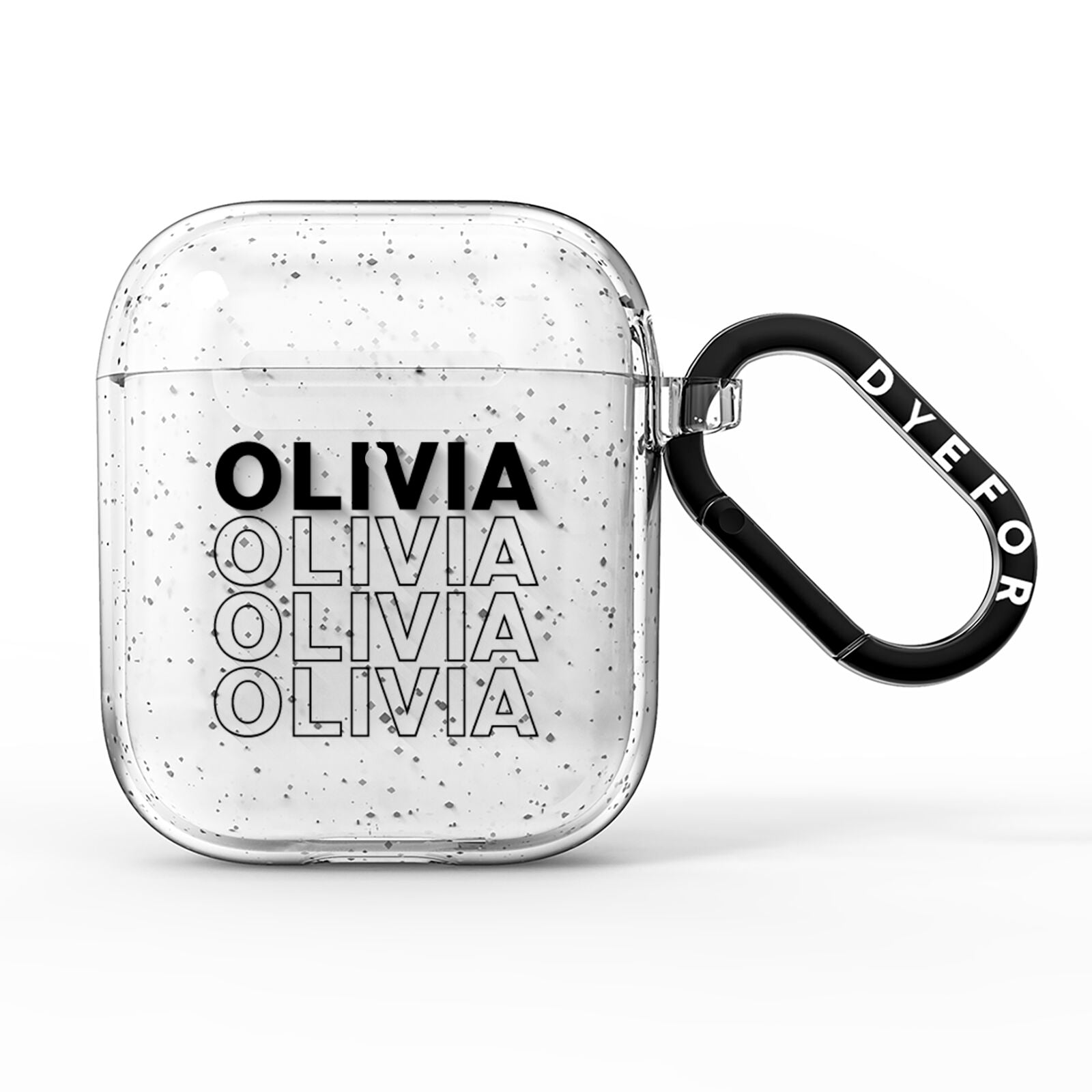 Monochrome Name Stack AirPods Glitter Case