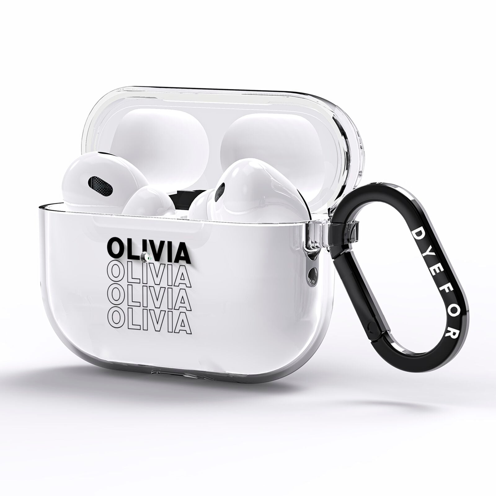 Monochrome Name Stack AirPods Pro Clear Case Side Image