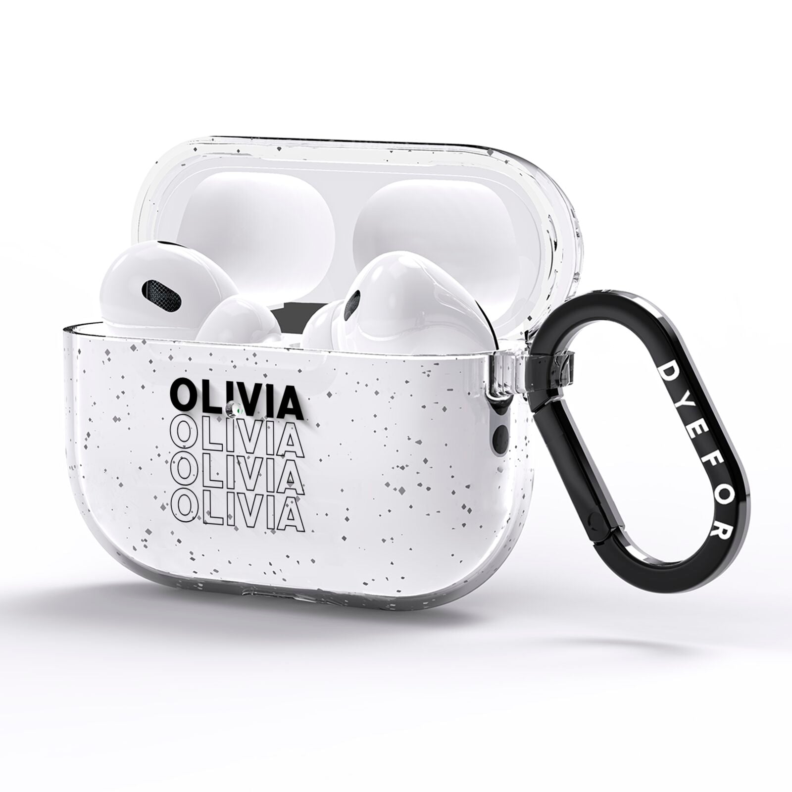 Monochrome Name Stack AirPods Pro Glitter Case Side Image