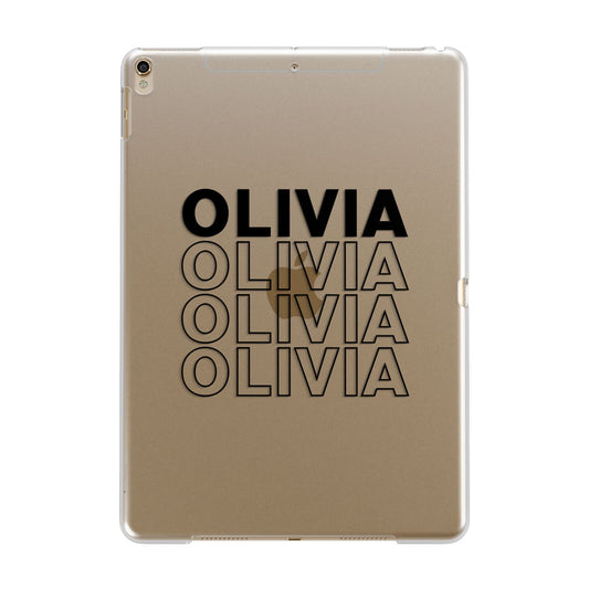 Monochrome Name Stack Apple iPad Gold Case