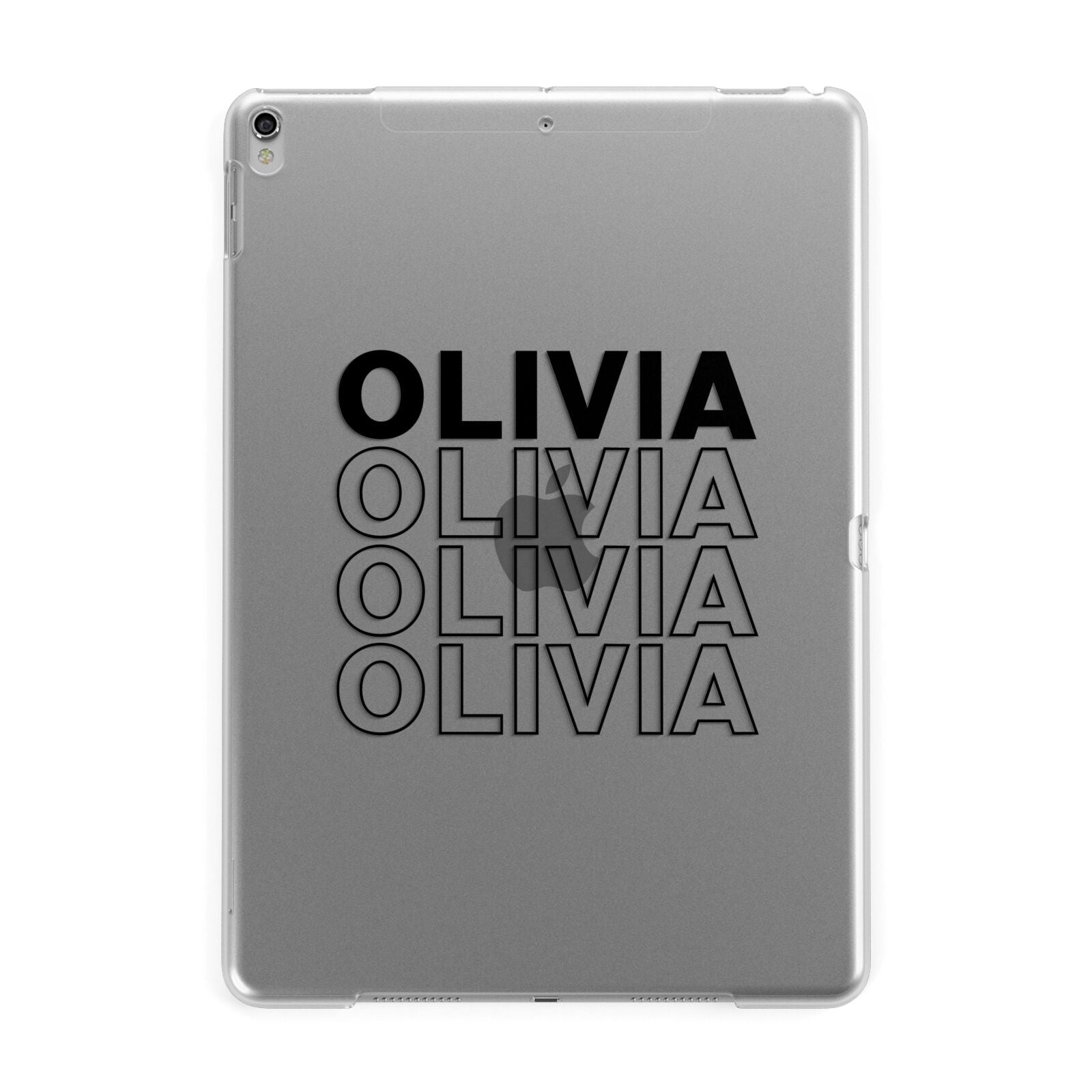 Monochrome Name Stack Apple iPad Silver Case