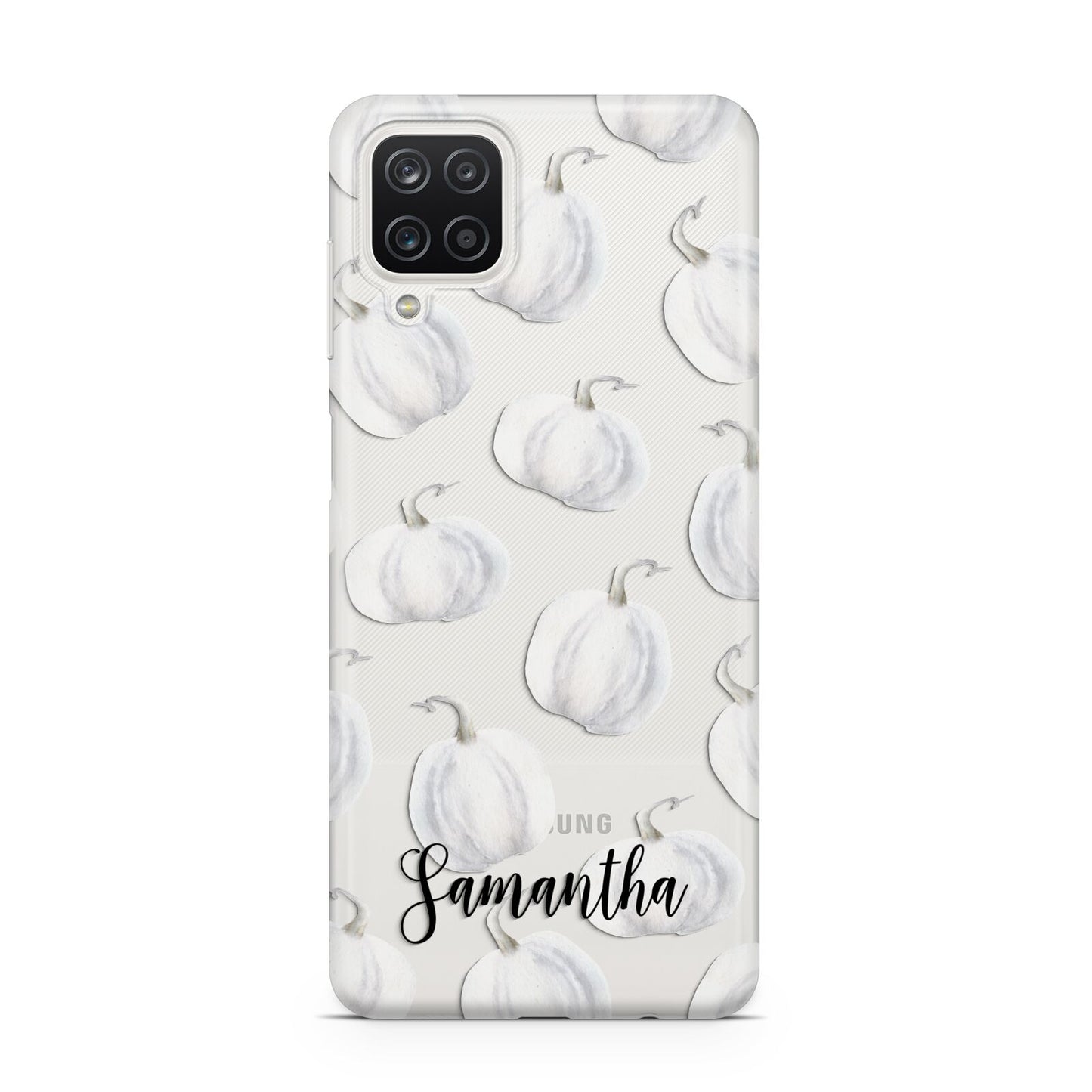 Monochrome Pumpkins with Text Samsung A12 Case