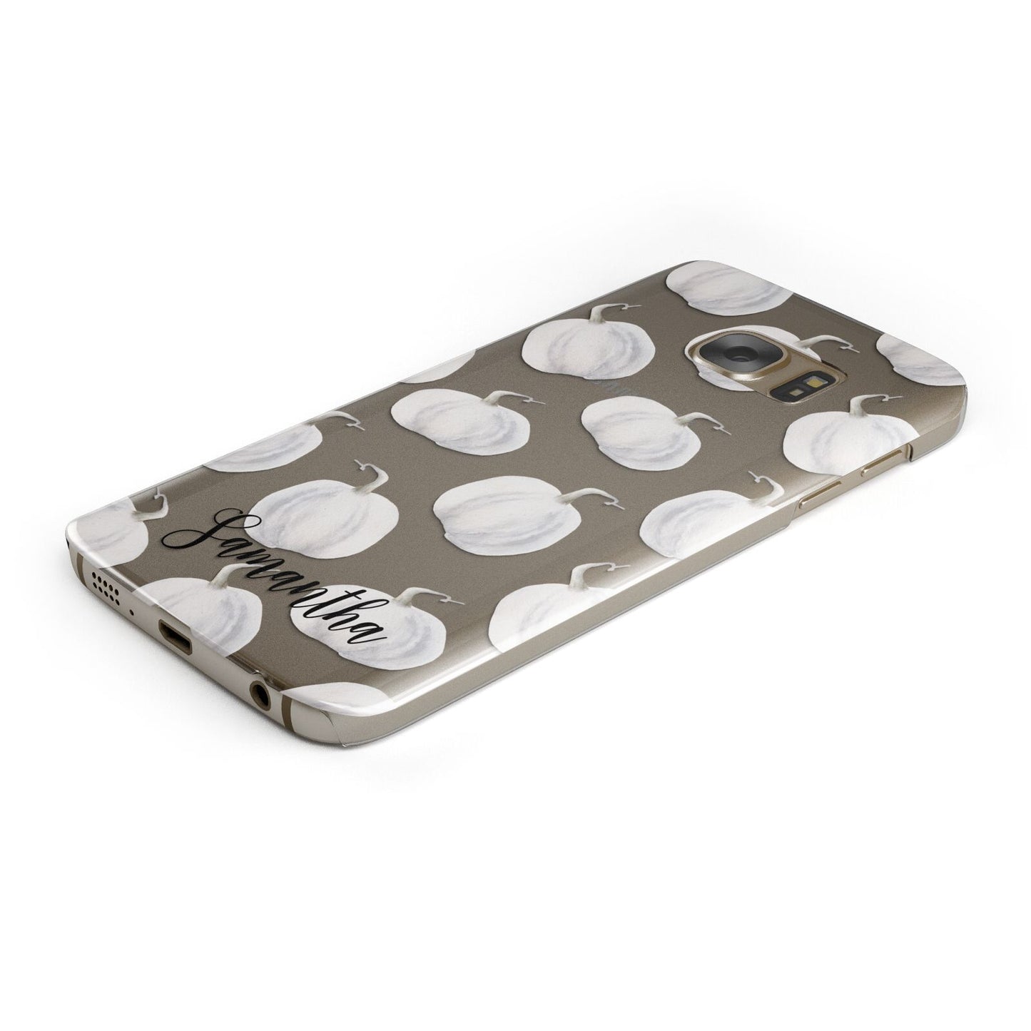 Monochrome Pumpkins with Text Samsung Galaxy Case Bottom Cutout