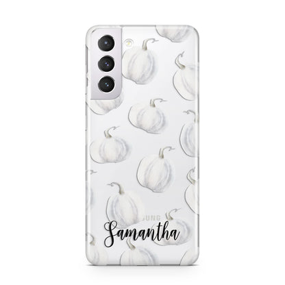 Monochrome Pumpkins with Text Samsung S21 Case