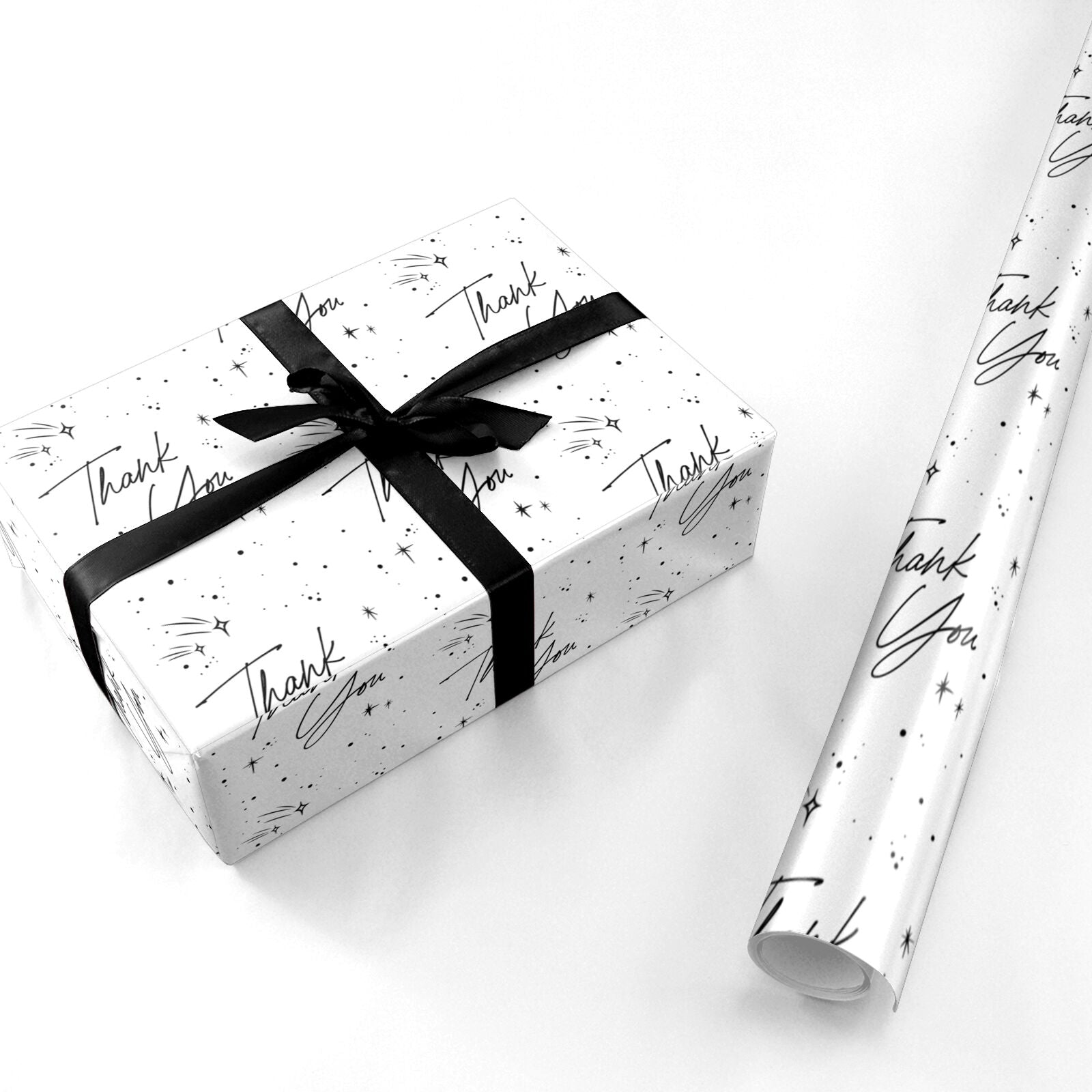 Custom Elegant Marble Black White Christmas Gift Wrapping Paper